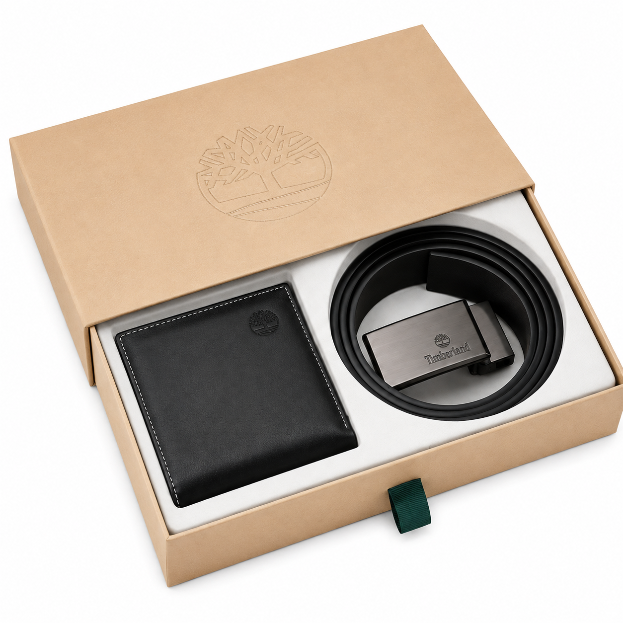 Timberland Men’s Genuine Leather Wallet & Belt Gift Set – Black
