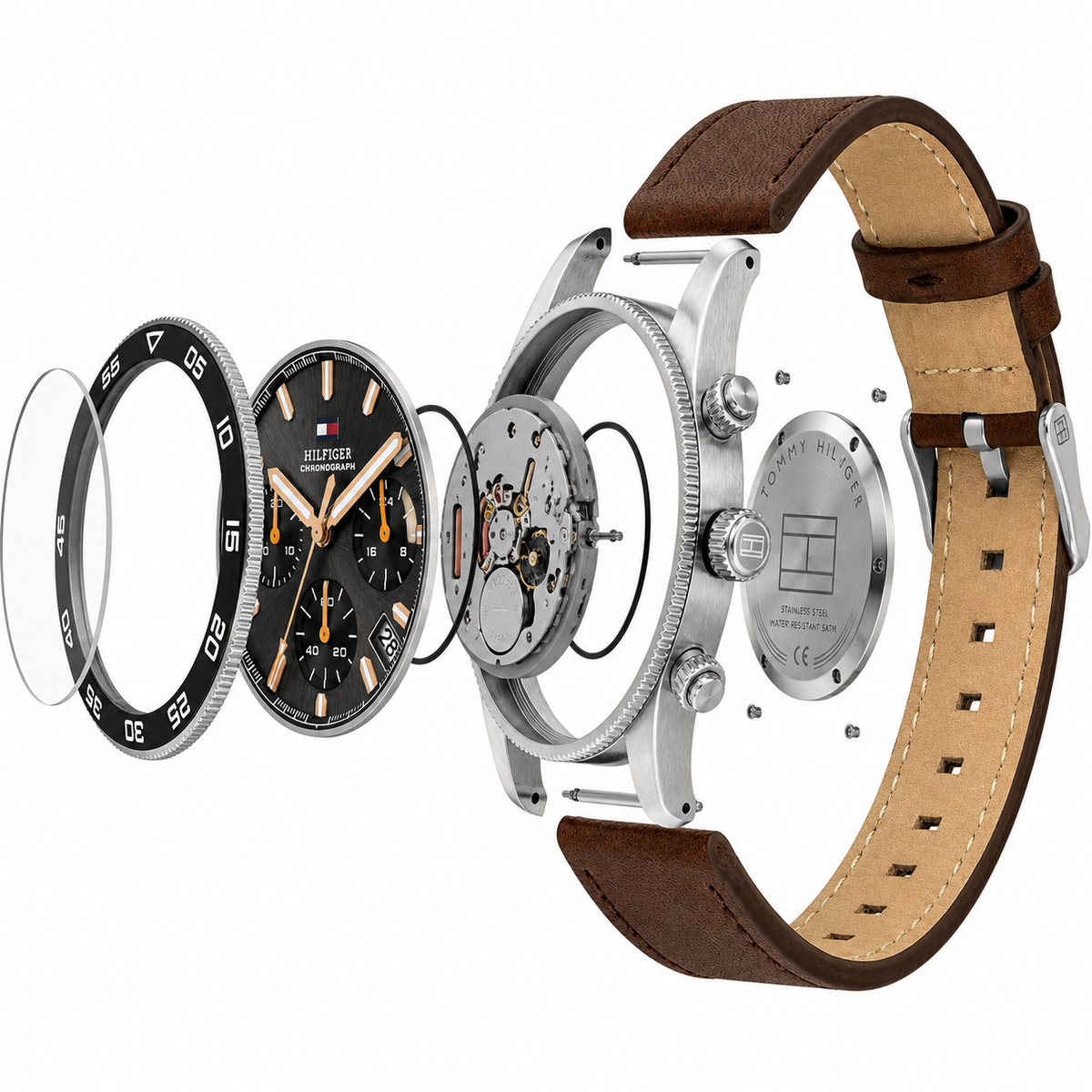 Tommy Hilfiger TH85 Men’s Chronograph Watch – Black Dial & Brown Leather Strap 1792213