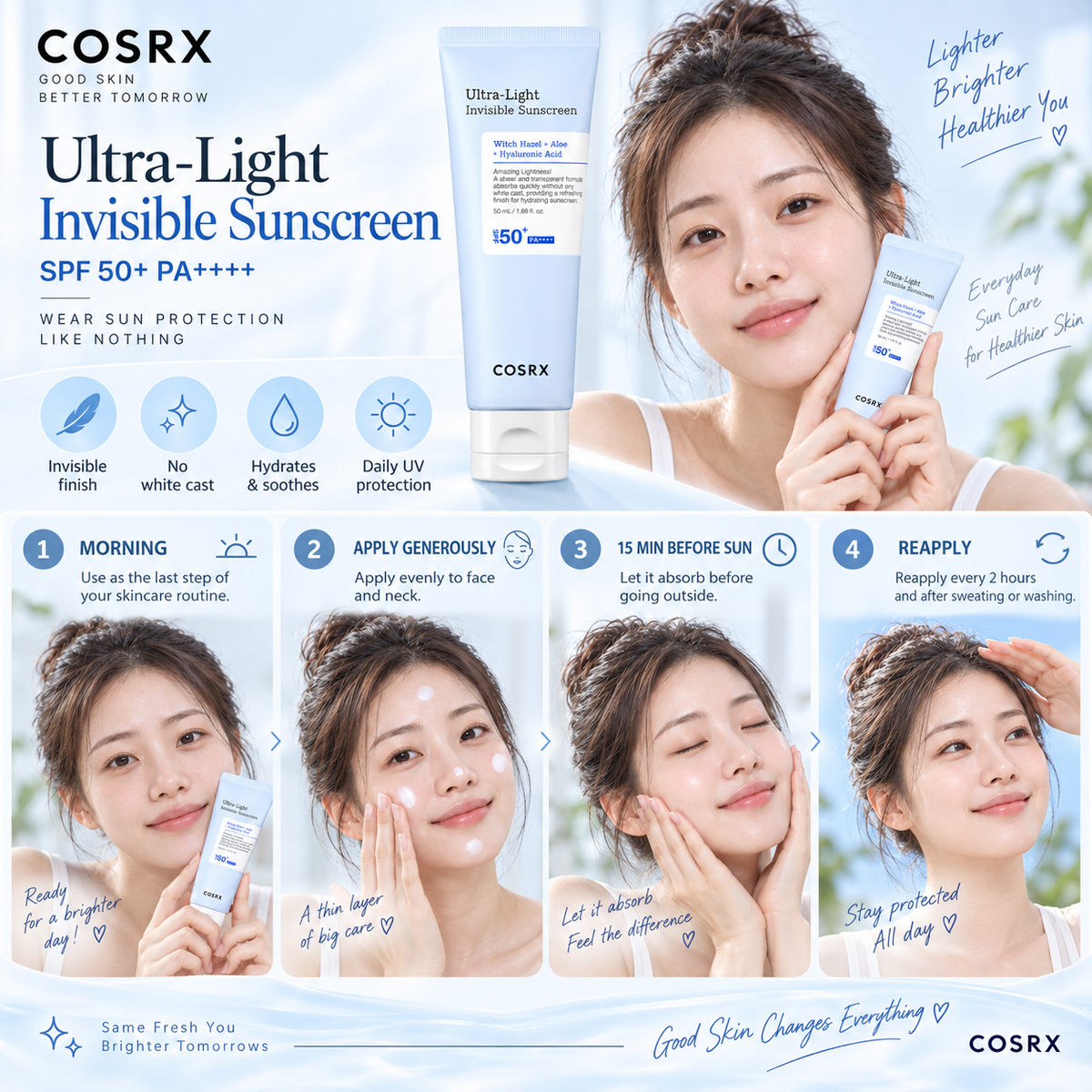 Ultra-Light Invisible Sunscreen SPF50+ PA++++ - COSRX