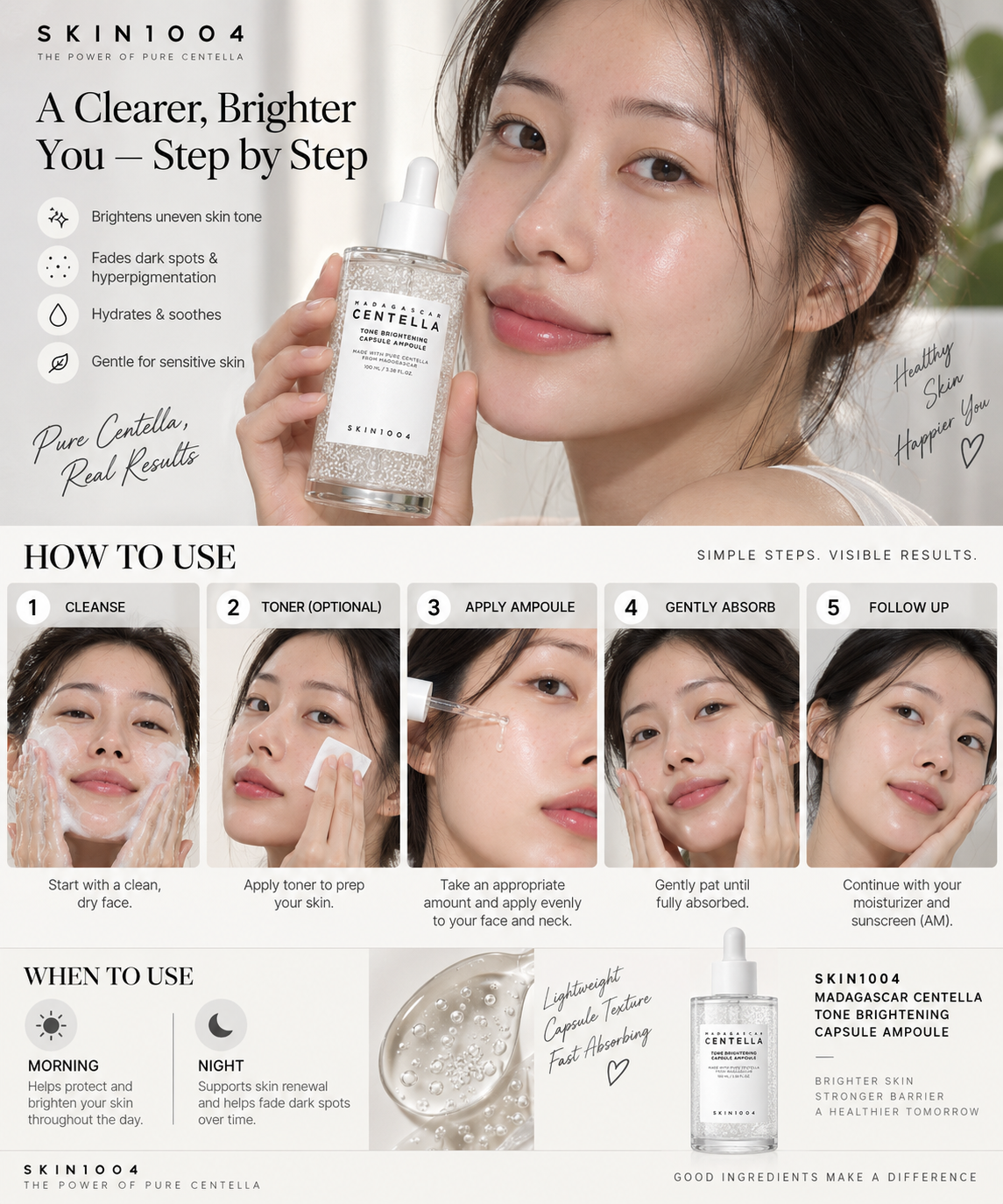 Madagascar Centella Tone Brightening Capsule Ampoule - SKIN1004