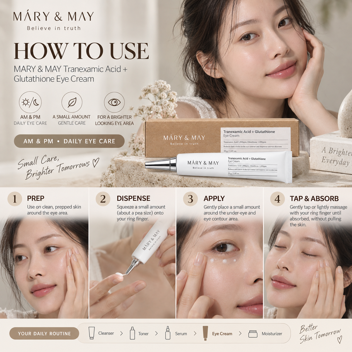Tranexamic Acid + Glutathione Eye Cream - Mary&May