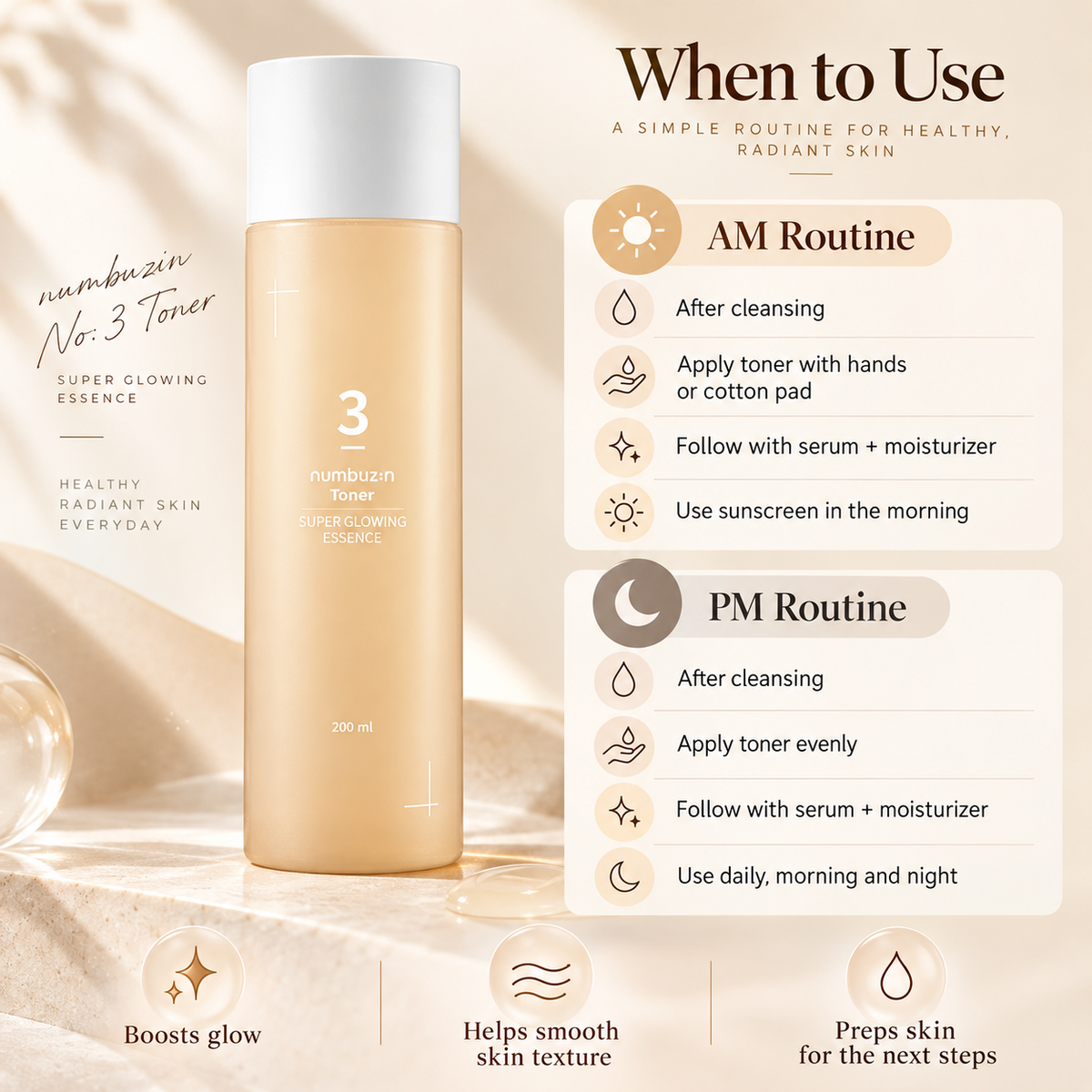 No.3 Super Glowing Essence Toner - numbuzin
