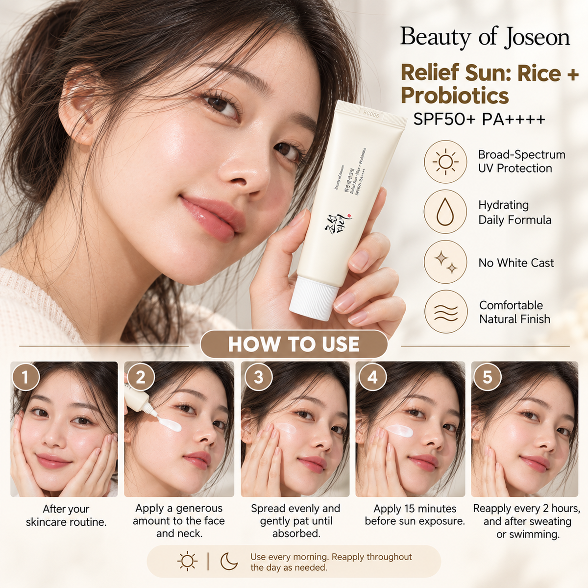 Relief Sun Rice + Probiotics SPF50+ PA++++ - Beauty of Joseon