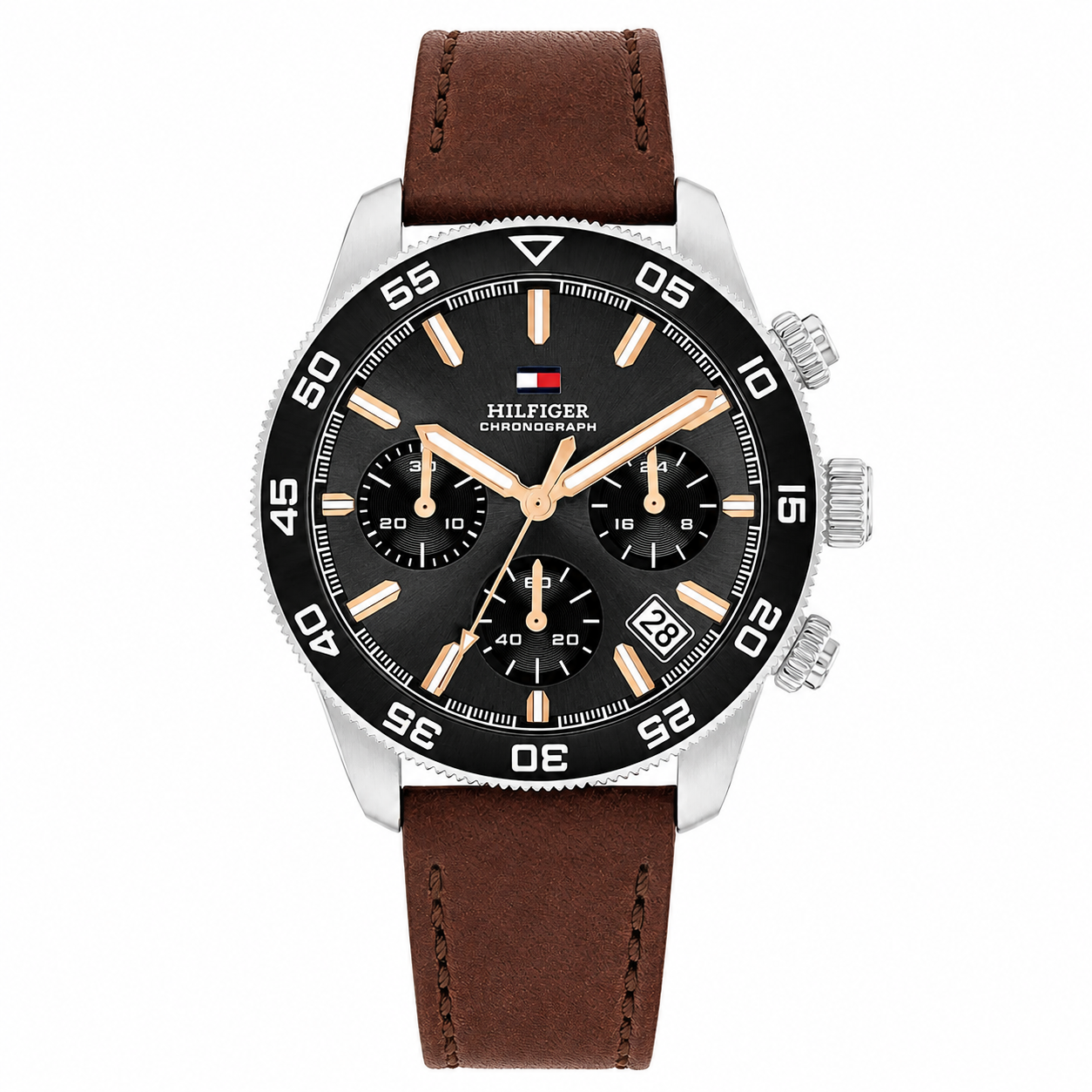 Tommy Hilfiger TH85 Men’s Chronograph Watch – Black Dial & Brown Leather Strap 1792213
