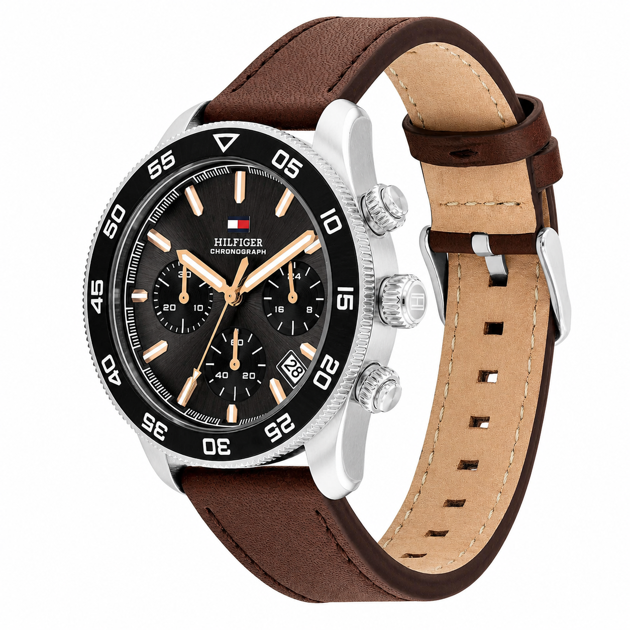 Tommy Hilfiger TH85 Men’s Chronograph Watch – Black Dial & Brown Leather Strap 1792213