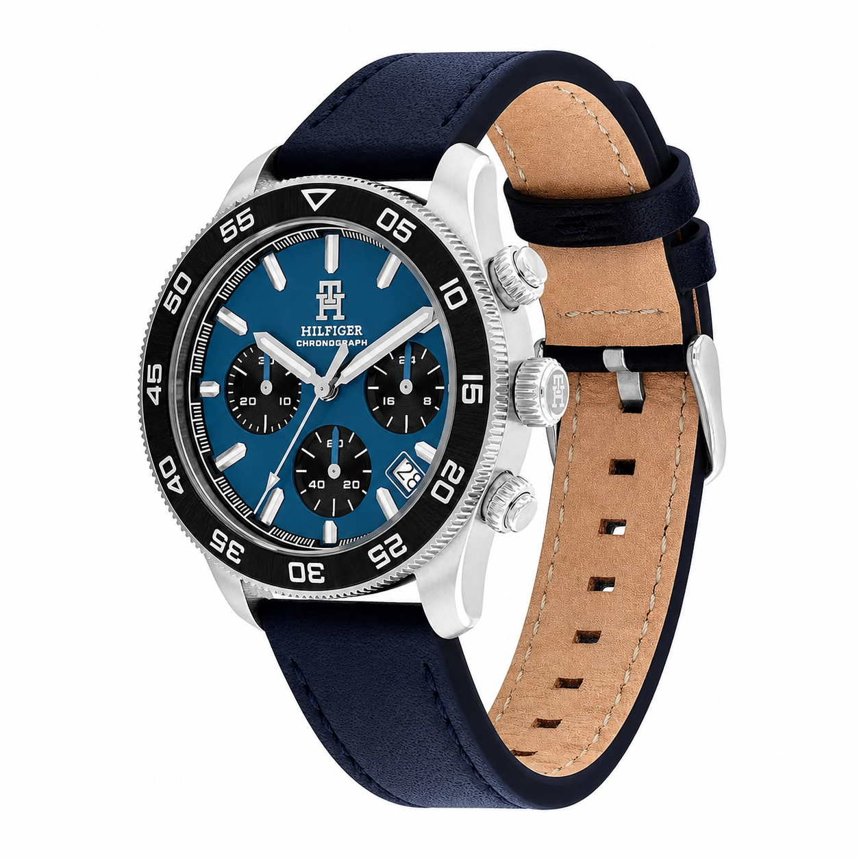 Tommy Hilfiger TH85 Men’s Chronograph Watch – Blue Dial & Navy Leather Strap 1792187