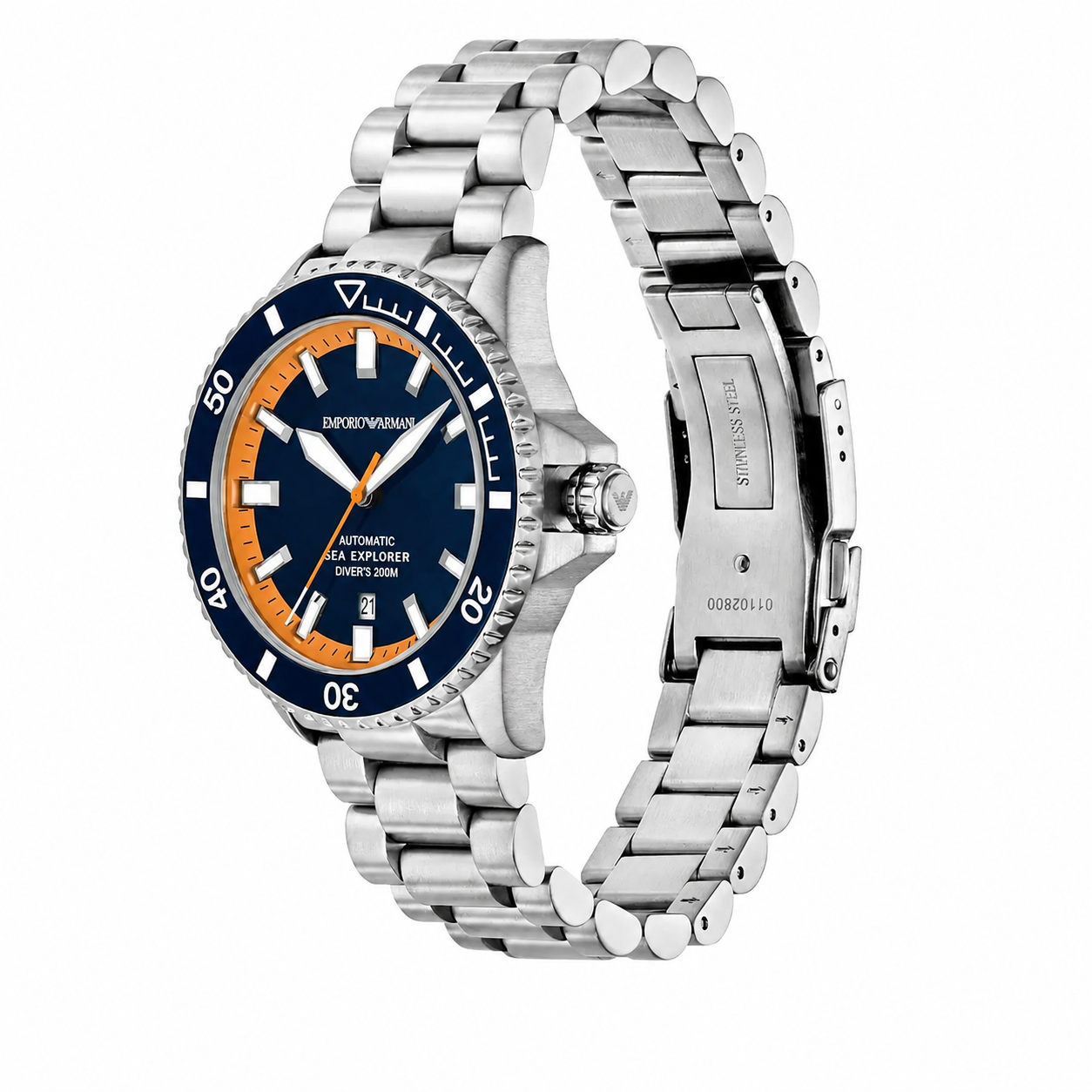 Emporio Armani Sea Explorer Men’s Automatic Watch – Blue Dial & Stainless Steel Bracelet AR60090