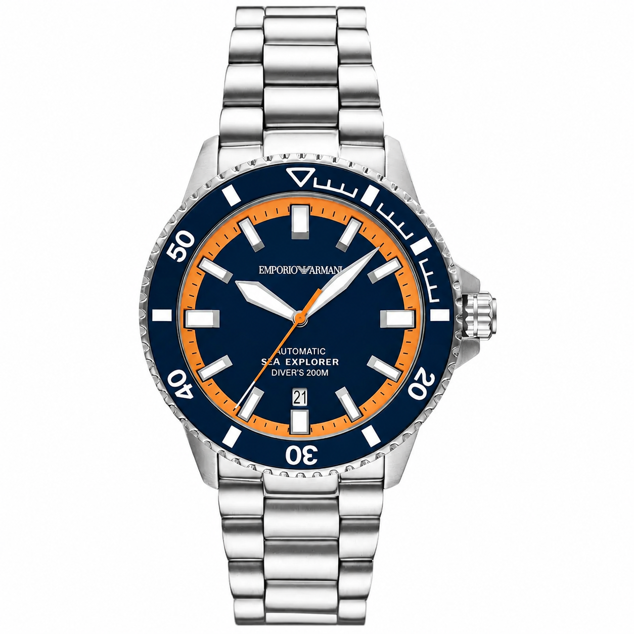 Emporio Armani Sea Explorer Men’s Automatic Watch – Blue Dial & Stainless Steel Bracelet AR60090