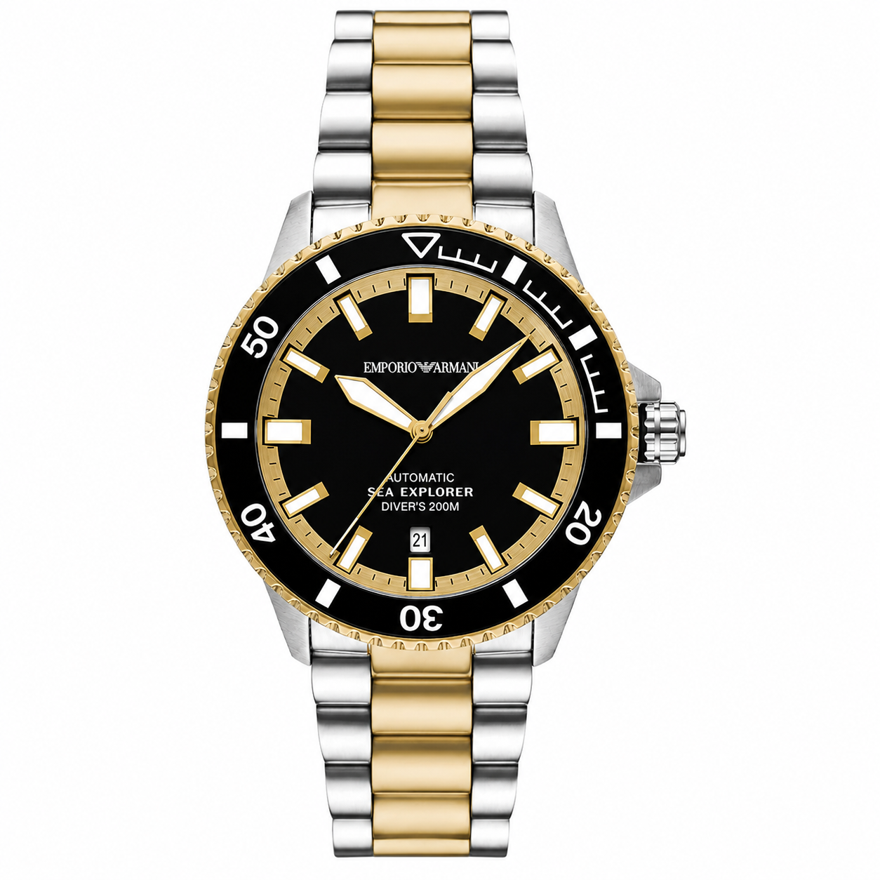 Emporio Armani Sea Explorer Men’s Automatic Watch – Black Dial & Stainless Steel Bracelet AR60089