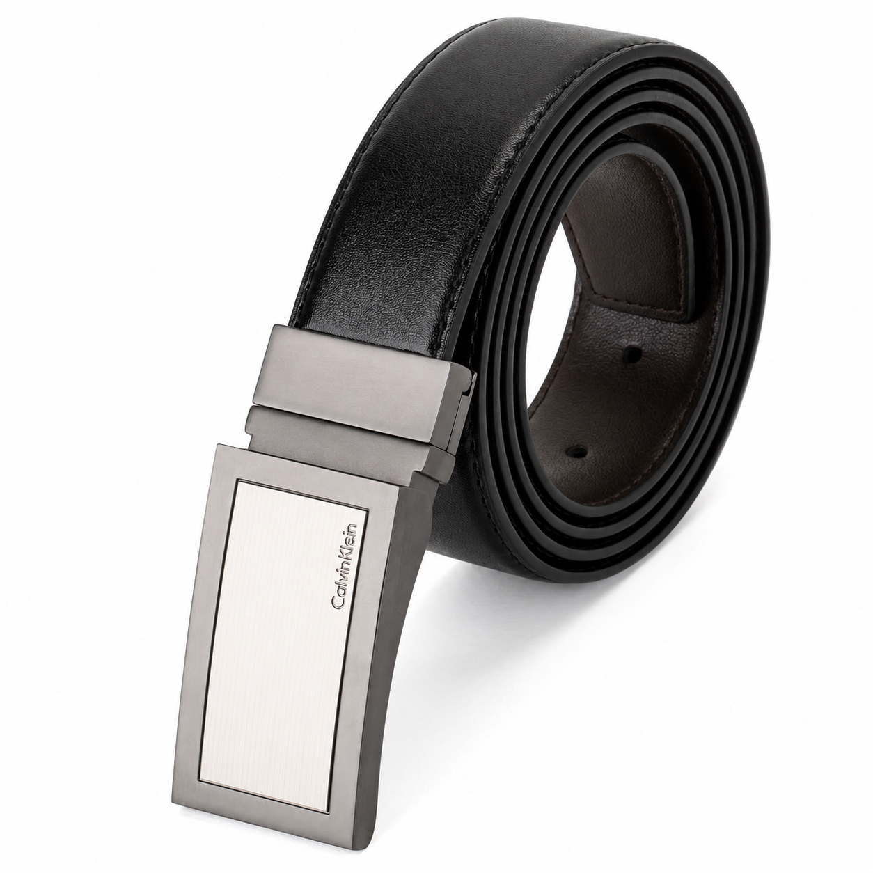 Calvin Klein Men’s Genuine Leather Wallet & Belt Gift Set – Black, CK Buckle