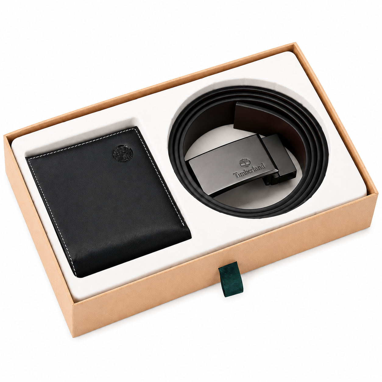 Timberland Men’s Genuine Leather Wallet & Belt Gift Set – Black