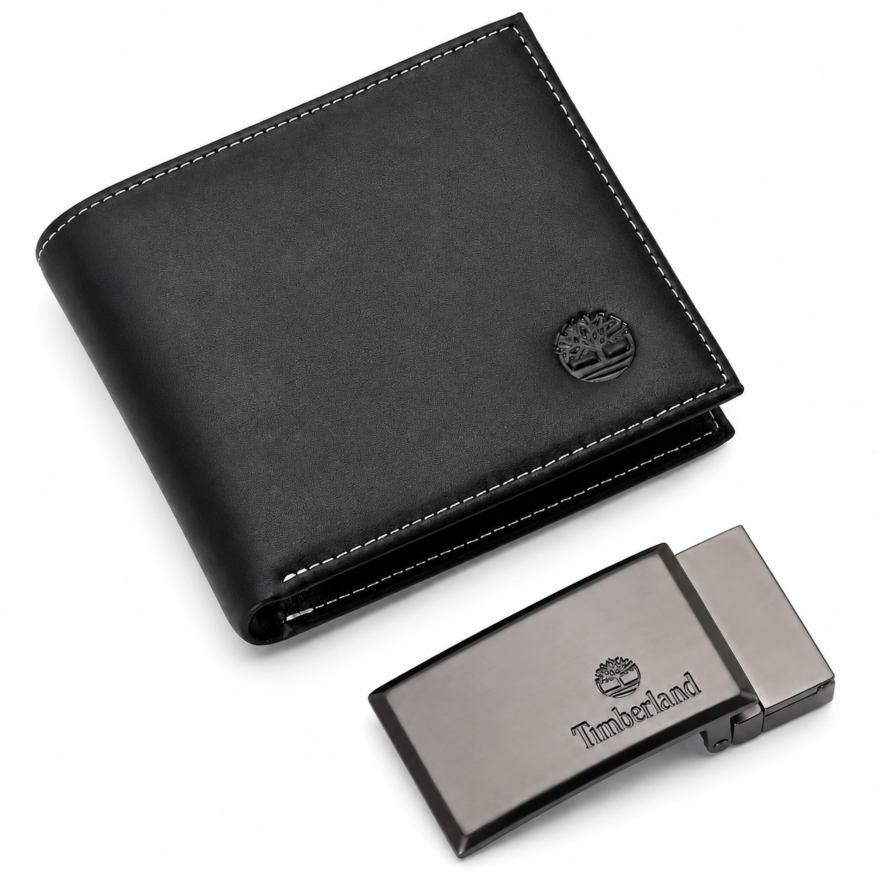 Timberland Men’s Genuine Leather Wallet & Belt Gift Set – Black