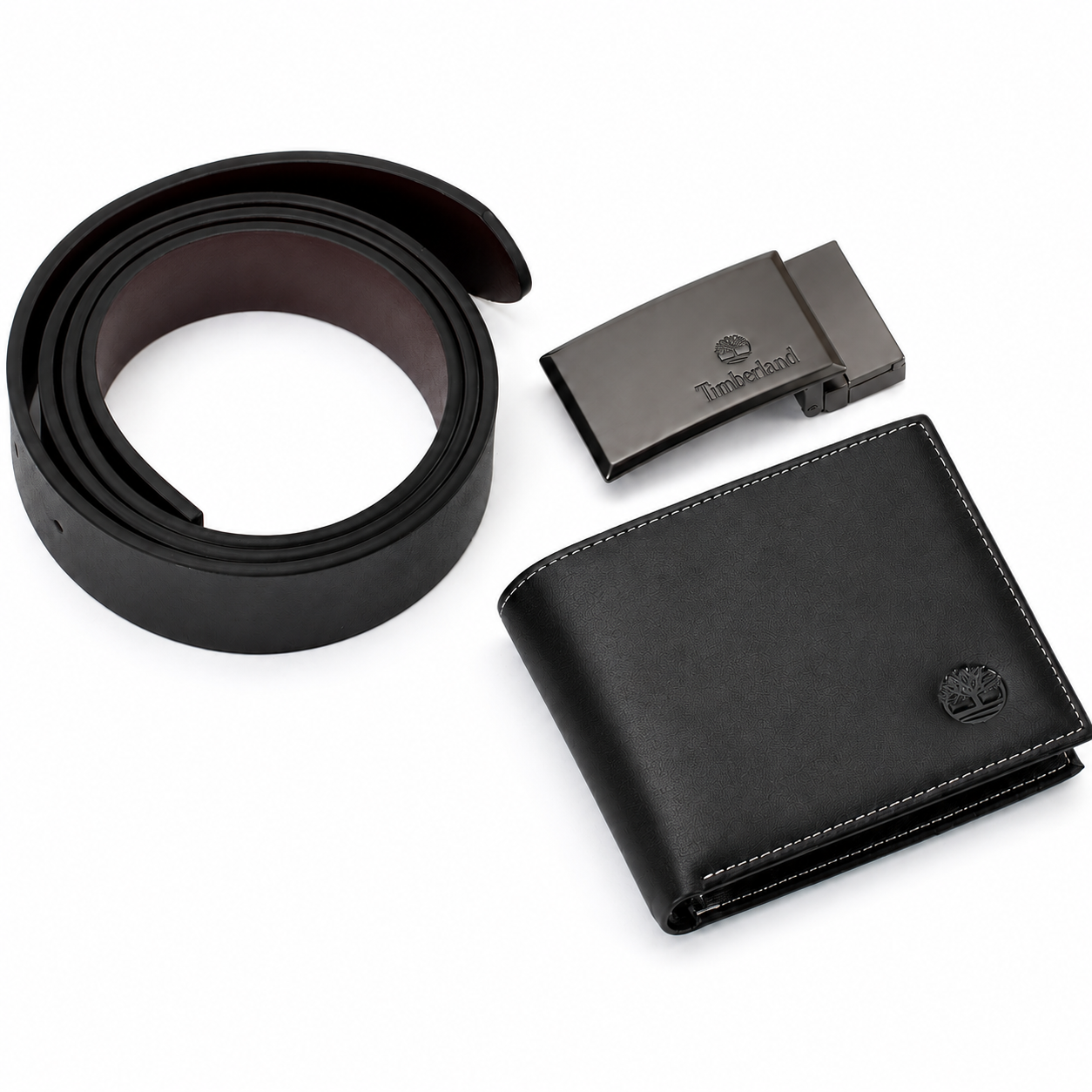 Timberland Men’s Genuine Leather Wallet & Belt Gift Set – Black