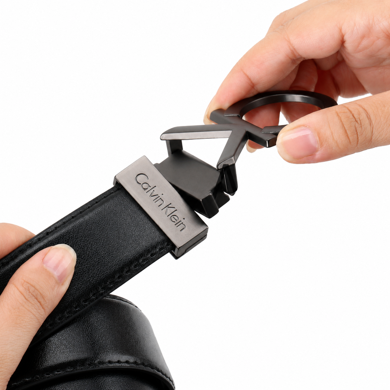 Calvin Klein Men’s Black Leather Wallet & Belt Gift Set – CK Buckle