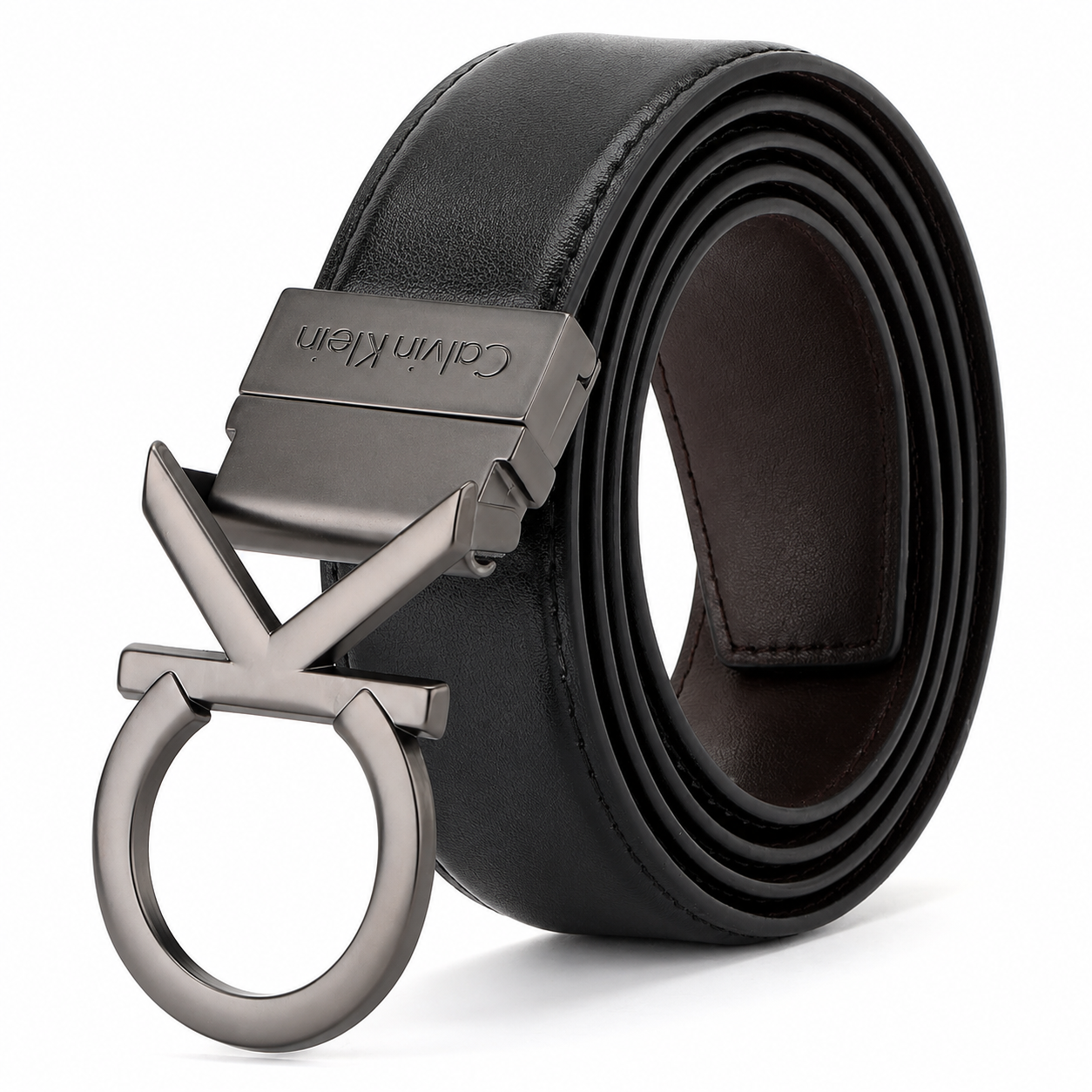Calvin Klein Men’s Black Leather Wallet & Belt Gift Set – CK Buckle