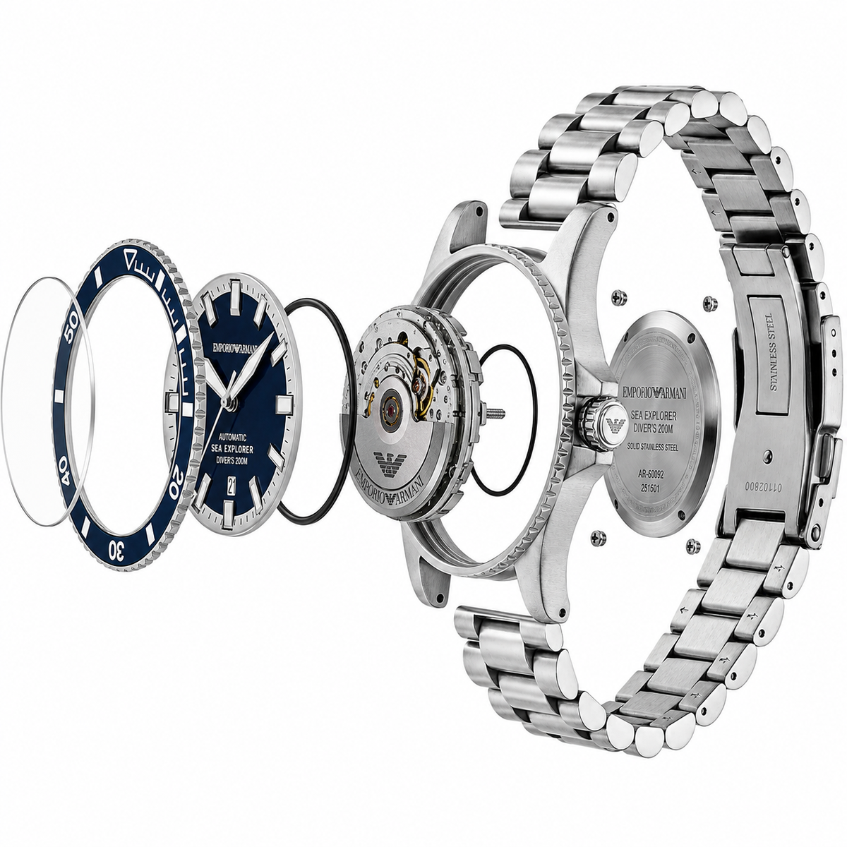 Emporio Armani Sea Explorer Men’s Automatic Watch – Blue Dial & Stainless Steel Bracelet AR60087