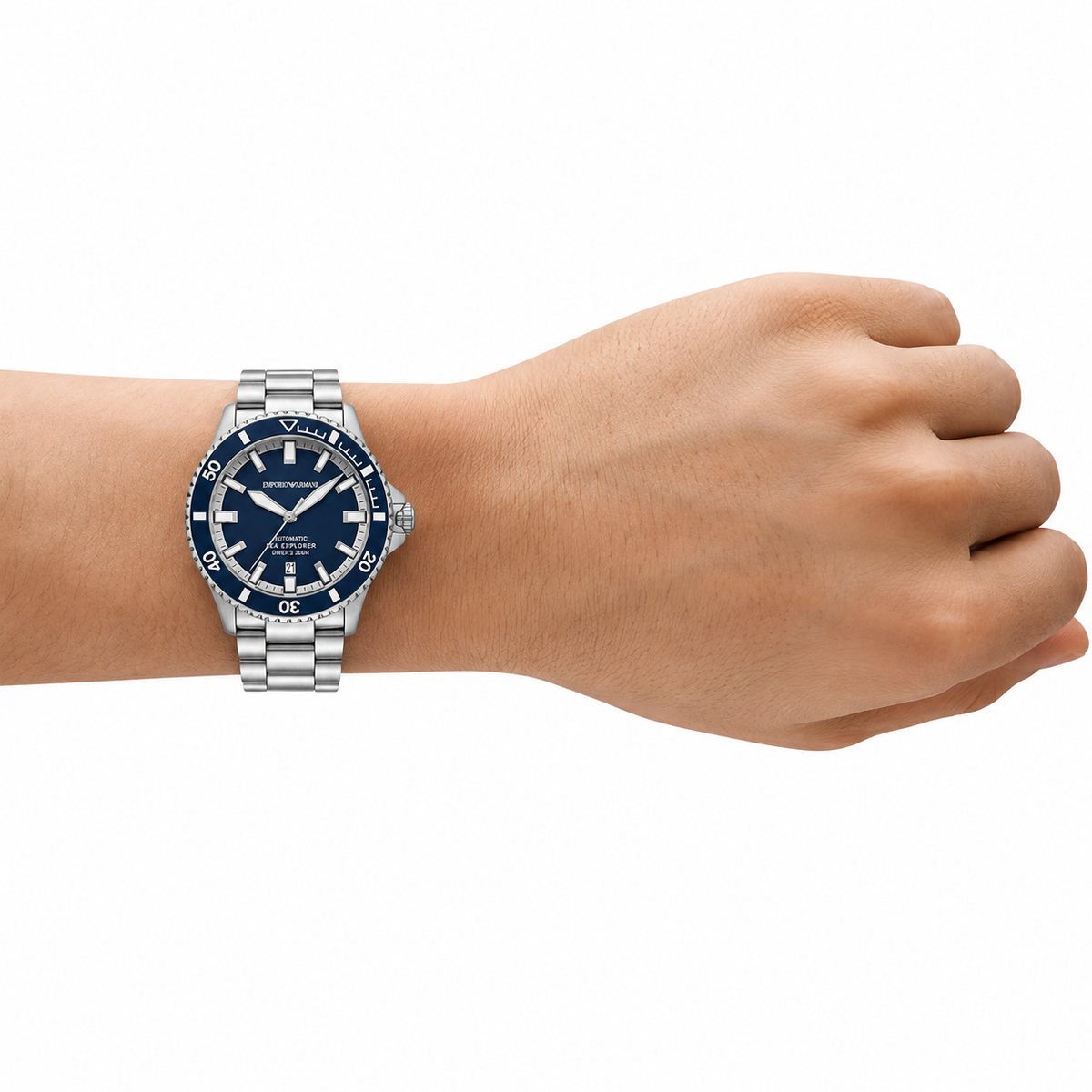 Emporio Armani Sea Explorer Men’s Automatic Watch – Blue Dial & Stainless Steel Bracelet AR60087