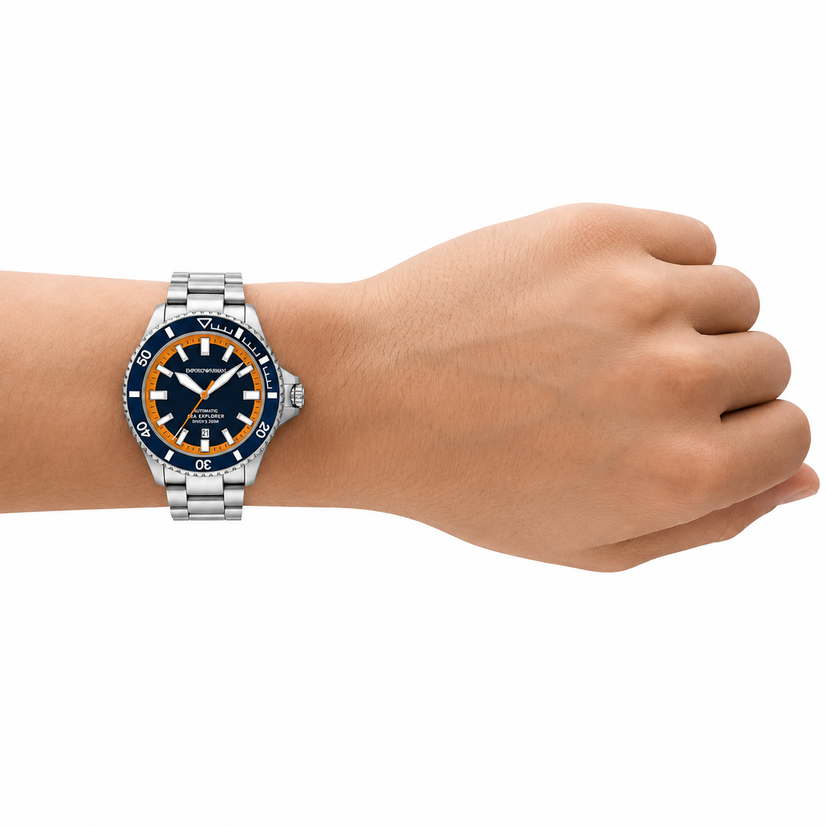 Emporio Armani Sea Explorer Men’s Automatic Watch – Blue Dial & Stainless Steel Bracelet AR60090