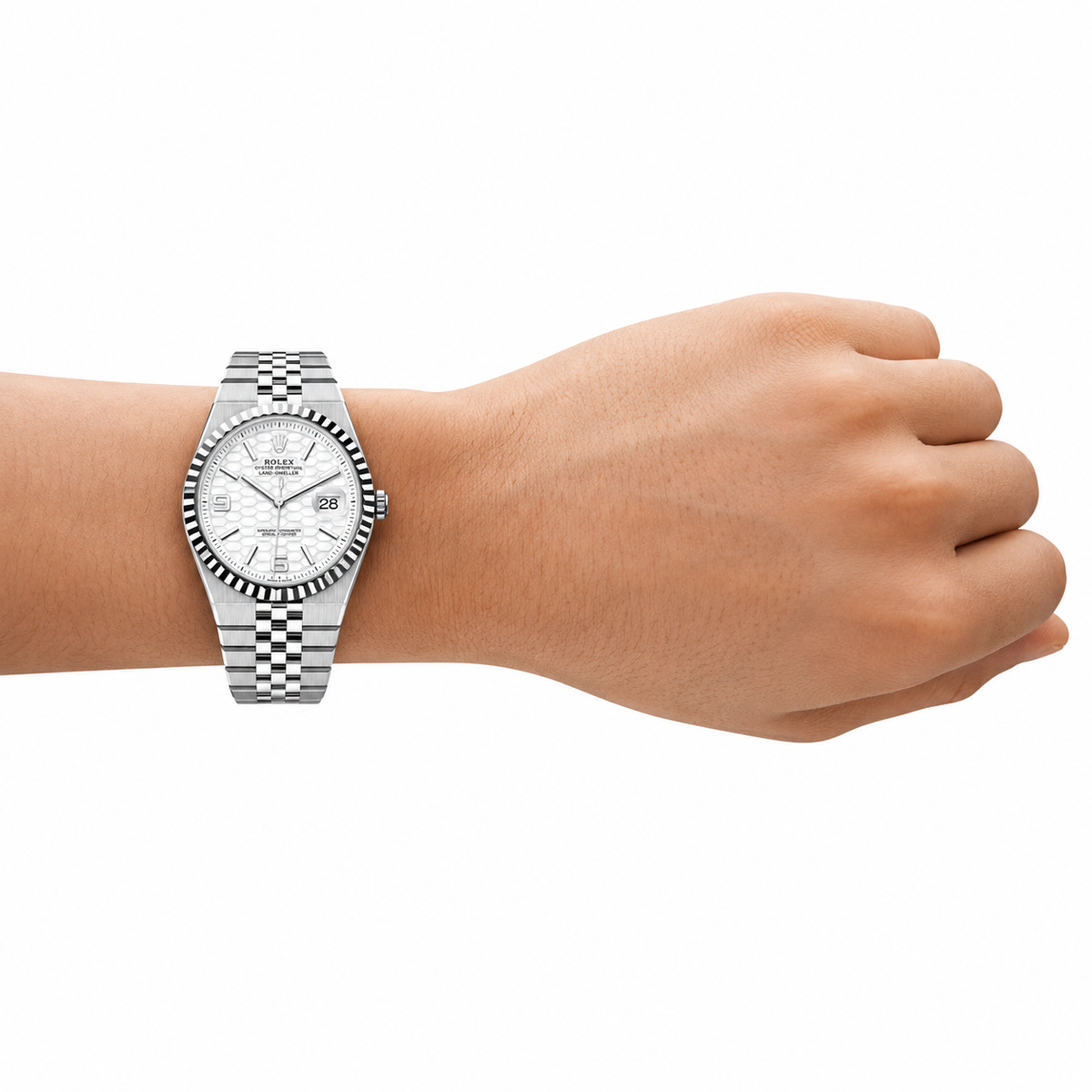 Rolex Land-Dweller 40mm White Rolesor – Honeycomb Dial