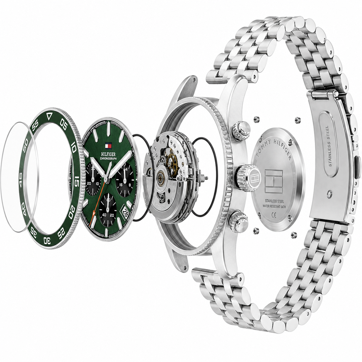 Tommy Hilfiger TH85 Men’s Chronograph Watch – Green Dial & Stainless Steel Bracelet 1792214