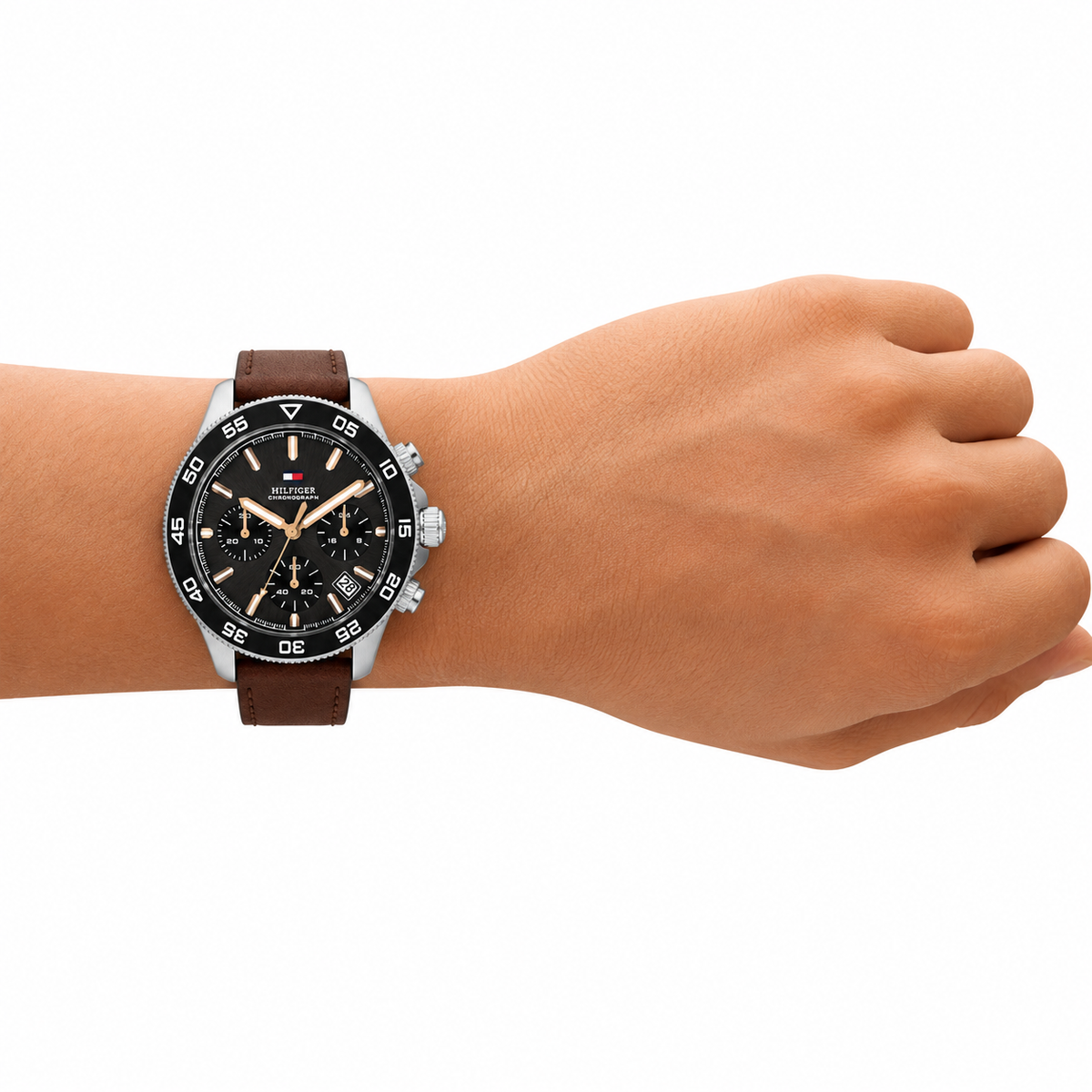 Tommy Hilfiger TH85 Men’s Chronograph Watch – Black Dial & Brown Leather Strap 1792213