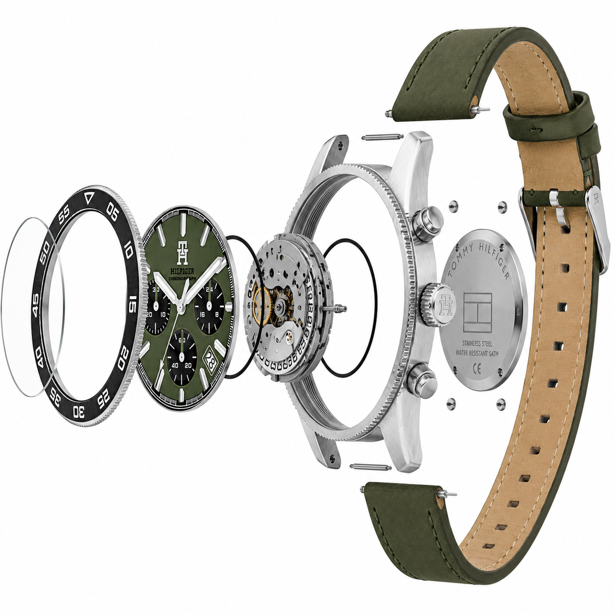 Tommy Hilfiger TH85 Men’s Chronograph Watch – Green Dial & Green Leather Strap 1792188