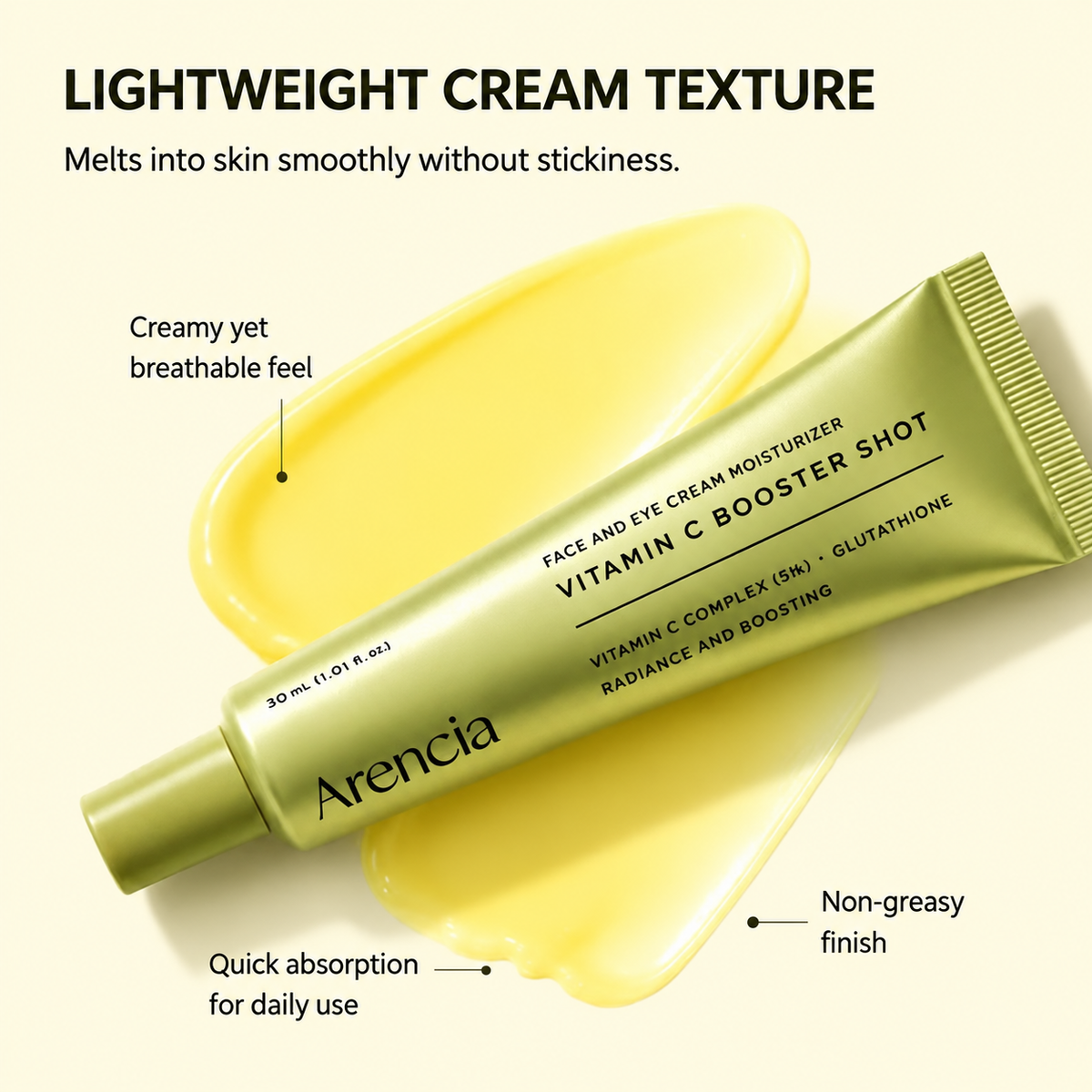 Vitamin C Booster Shot Face & Eye Cream Moisturizer - Arencia