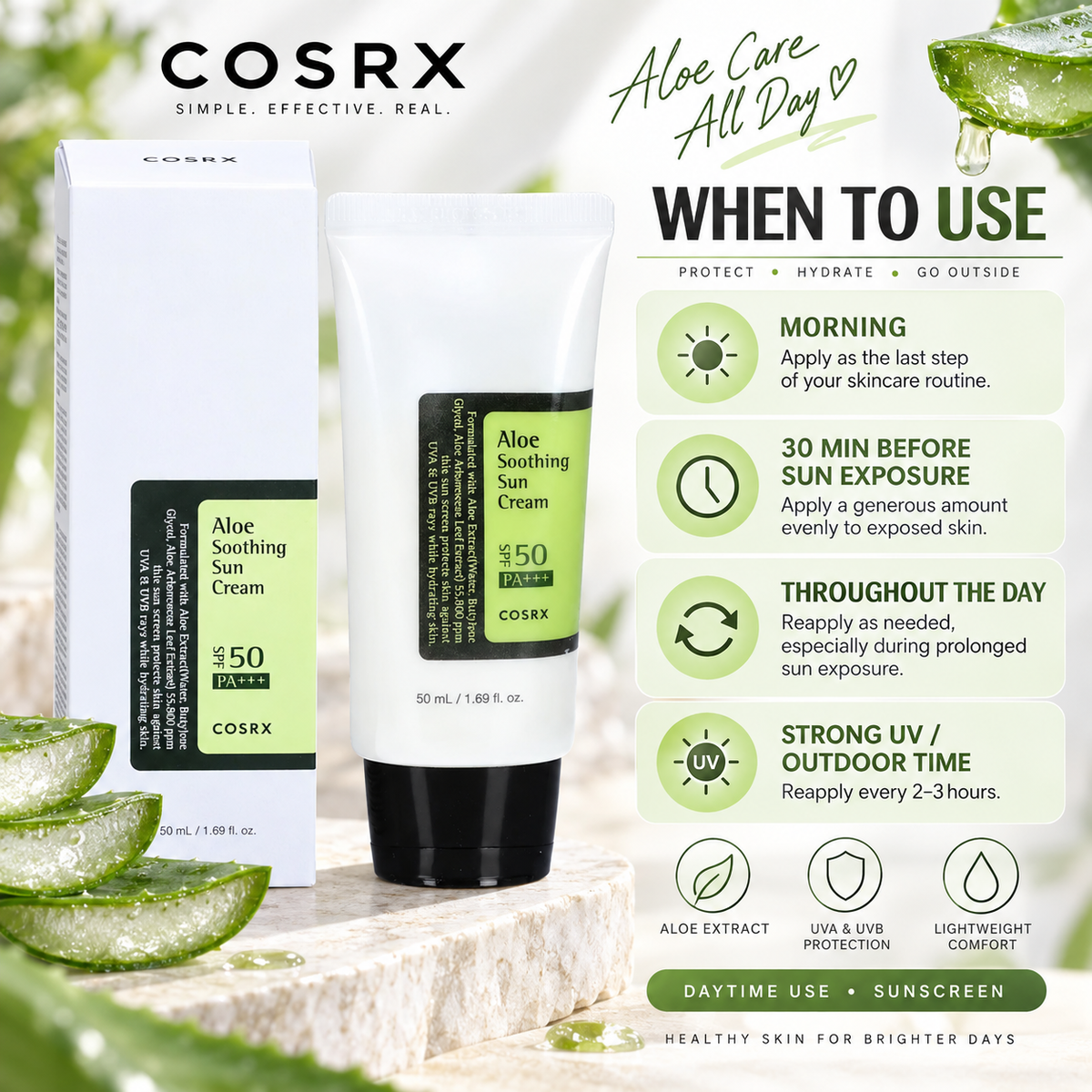 Aloe Soothing Sun Cream SPF50+ PA+++ - COSRX