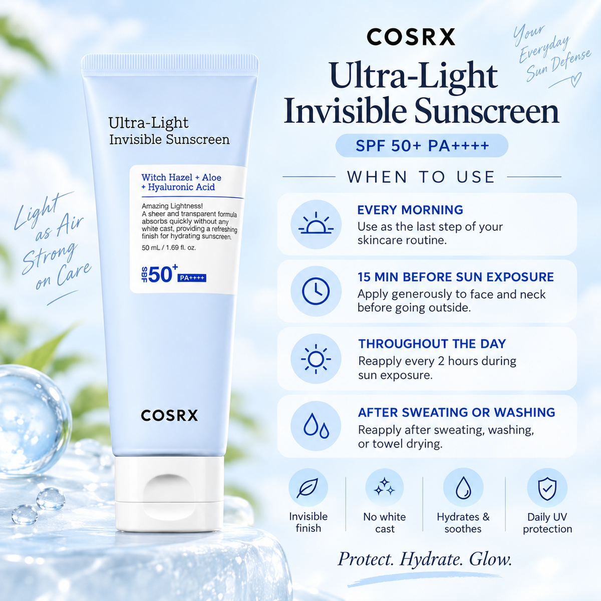 Ultra-Light Invisible Sunscreen SPF50+ PA++++ - COSRX
