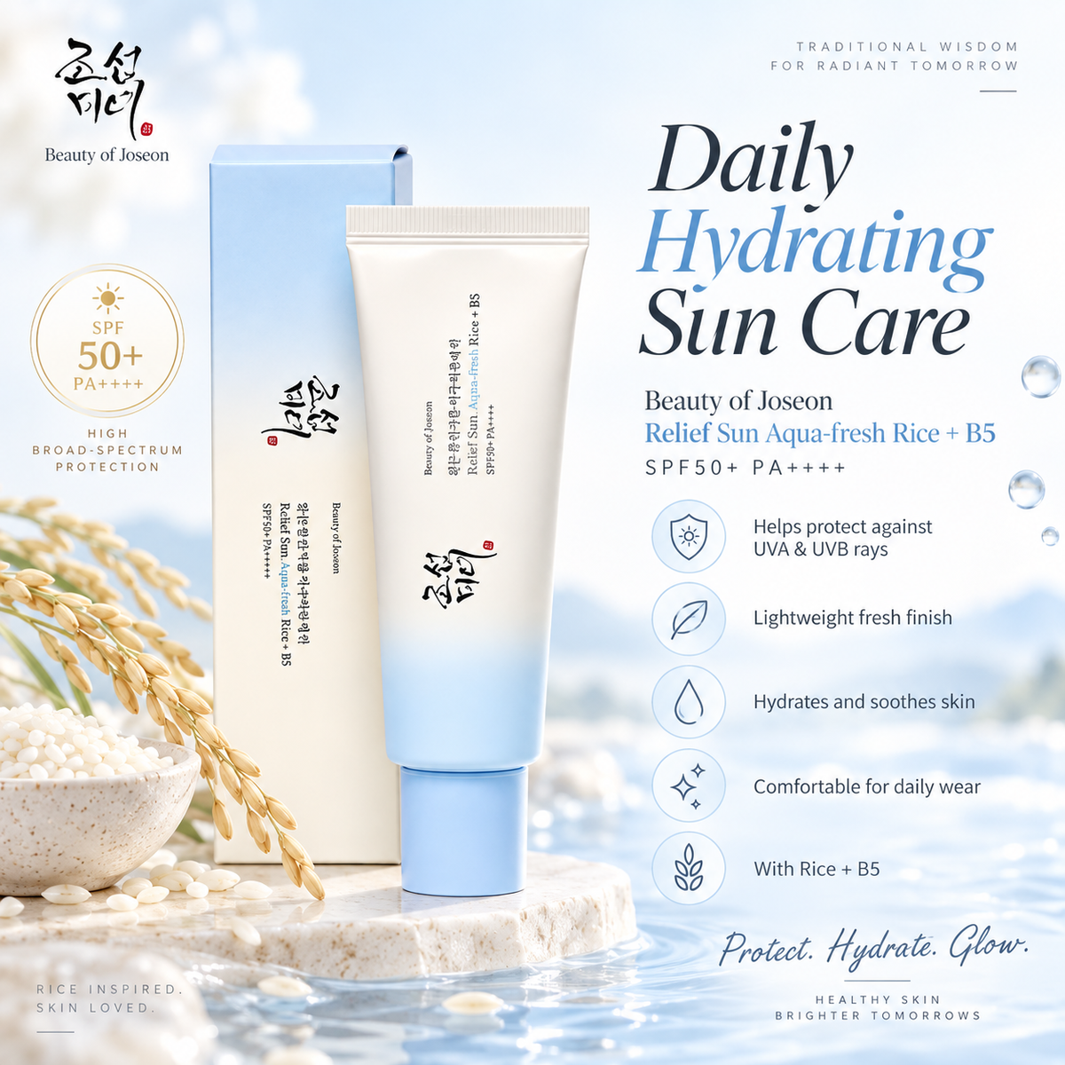 Relief Sun Aqua-Fresh: Rice + B5 SPF50+ PA++++ - Beauty of Joseon