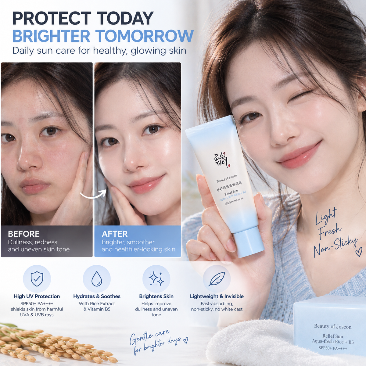 Relief Sun Aqua-Fresh: Rice + B5 SPF50+ PA++++ - Beauty of Joseon