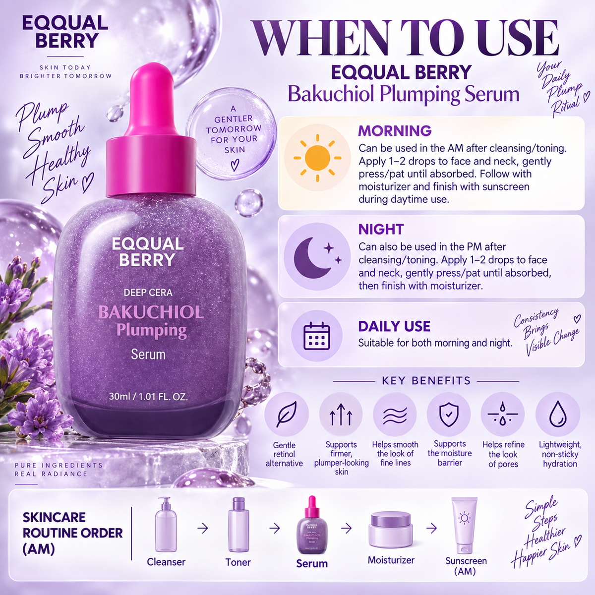 Bakuchiol Plumping Serum - EQQUALBERRY
