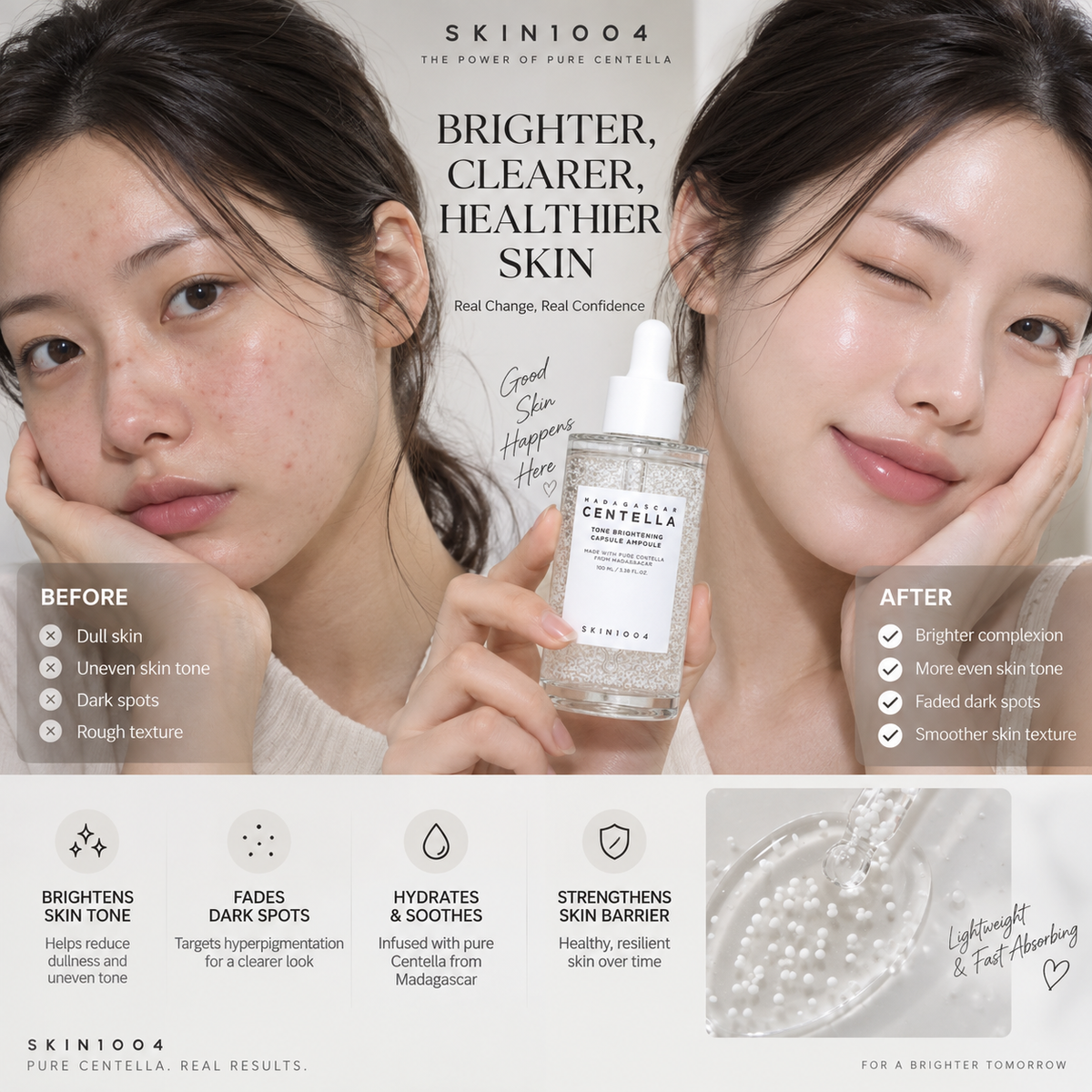 Madagascar Centella Tone Brightening Capsule Ampoule - SKIN1004