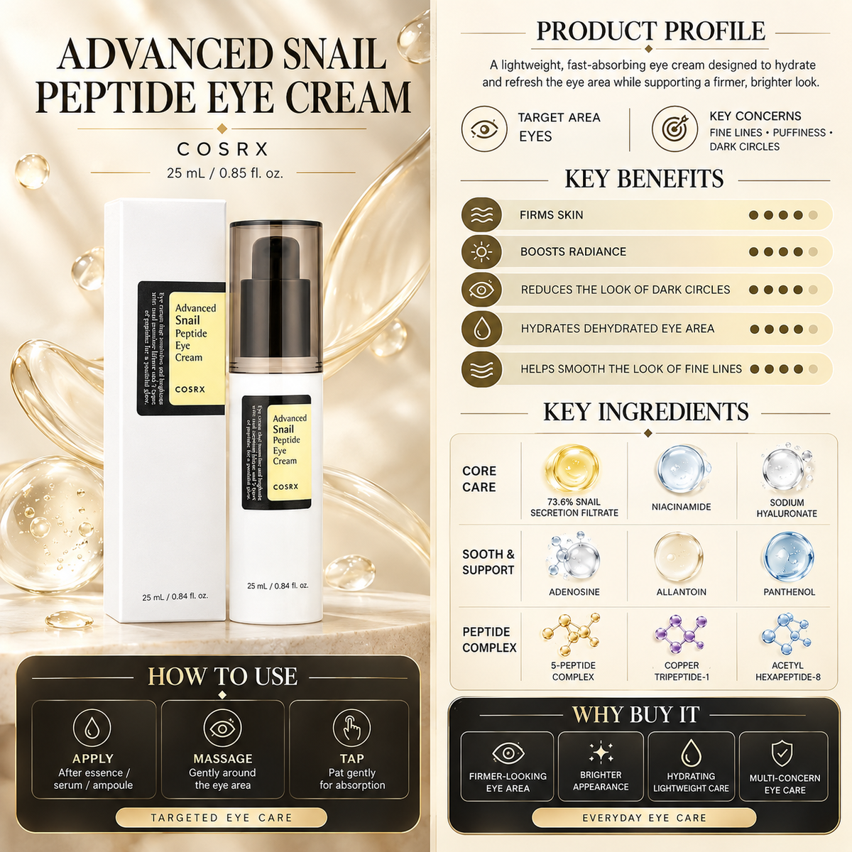 Advanced Snail Peptide Eye Cream - COSRX