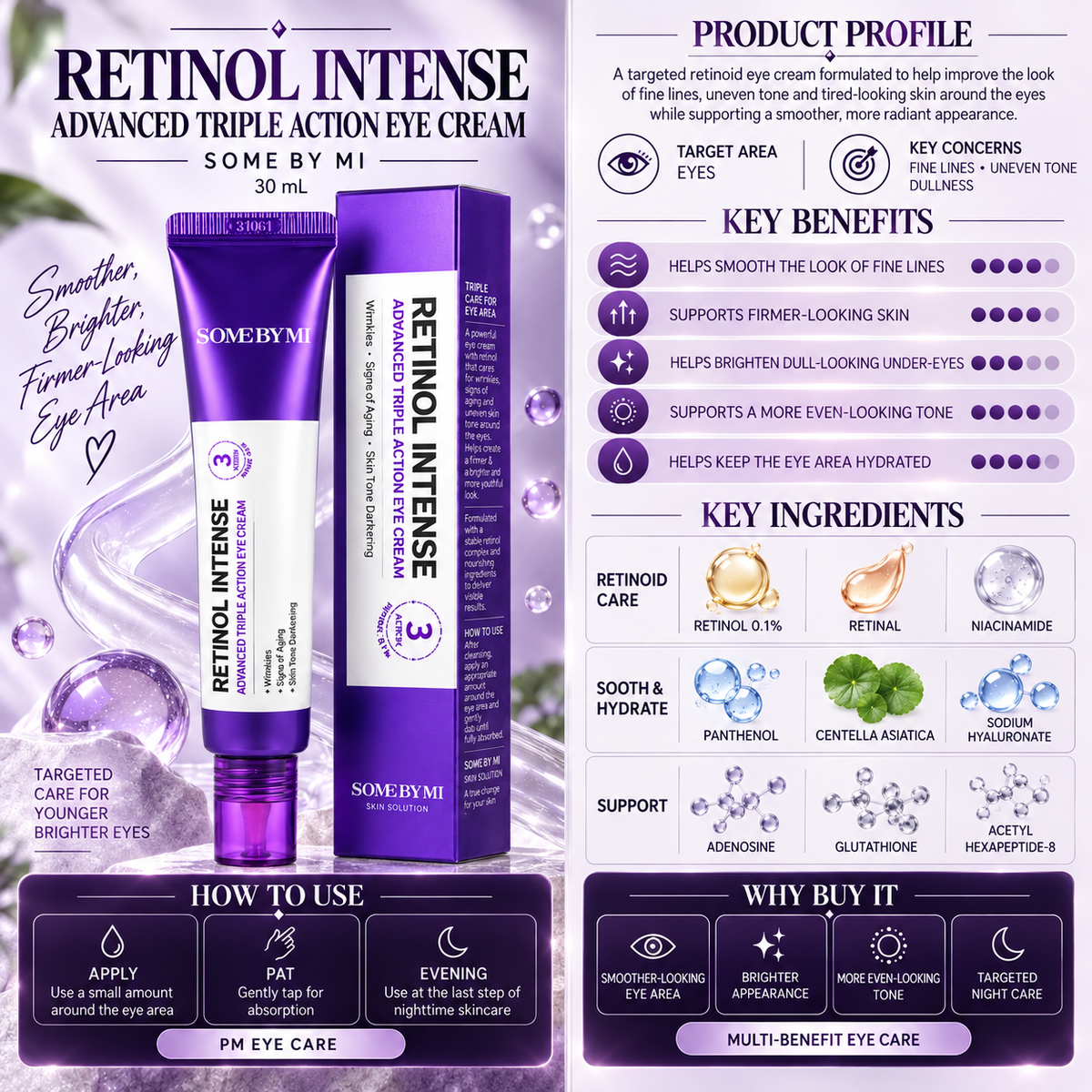 Retinol Intense Advanced Triple Action Eye Cream - SOME BY MI