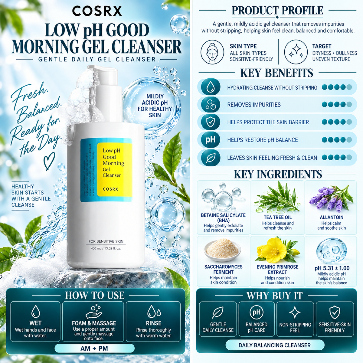 Low pH Good Morning Gel Cleanser - COSRX