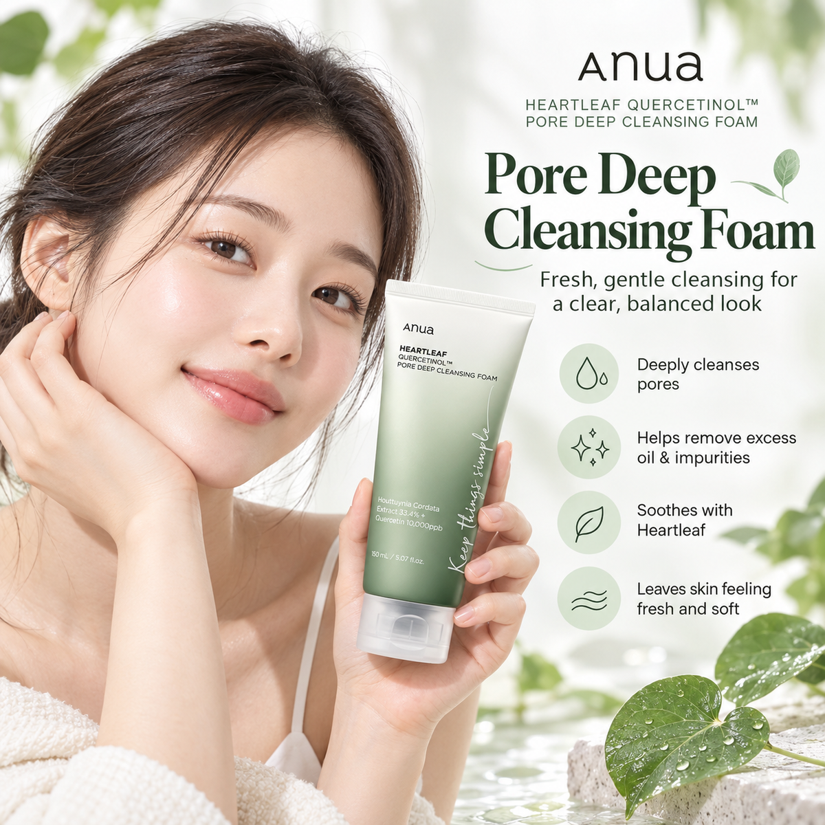 Heartleaf Quercetinol Pore Deep Cleansing Foam - Anua