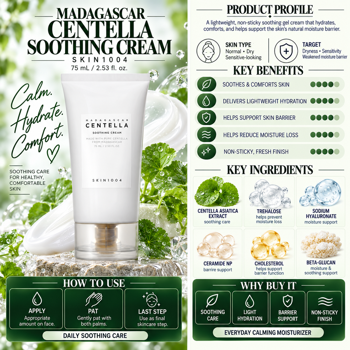 Madagascar Centella Soothing Cream - SKIN1004
