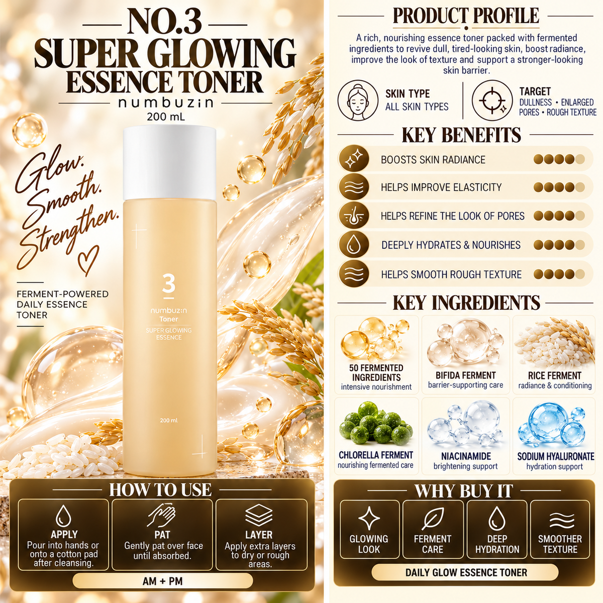 No.3 Super Glowing Essence Toner - numbuzin