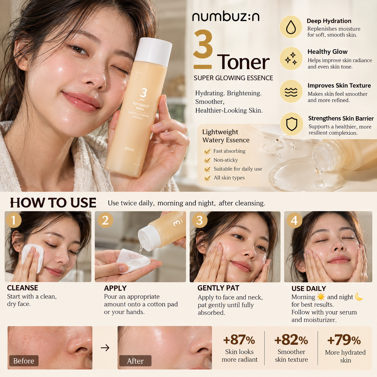 No.3 Super Glowing Essence Toner - numbuzin