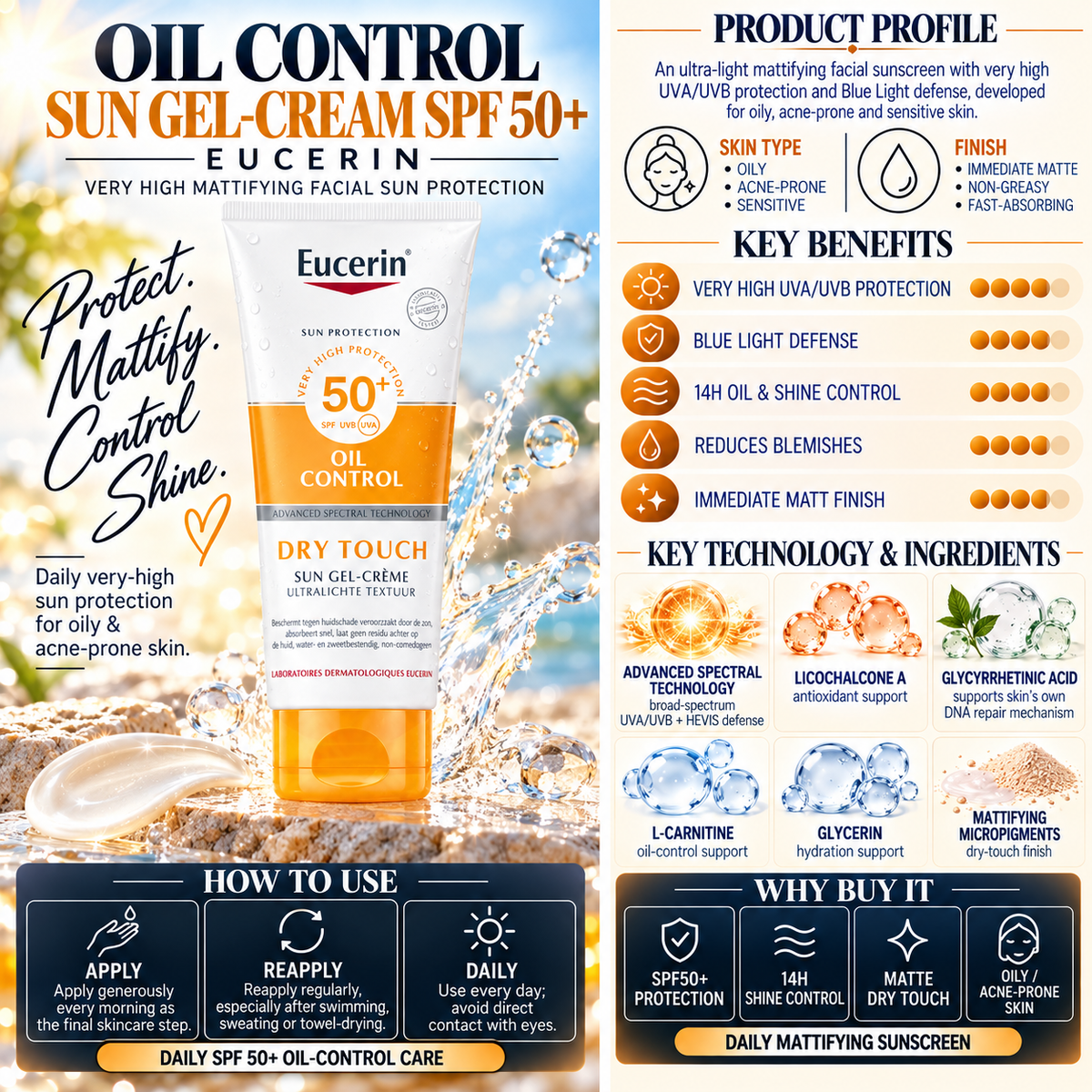 Title Eucerin Sun Oil Control Dry Touch Gel-Cream SPF50+ - Eucerin