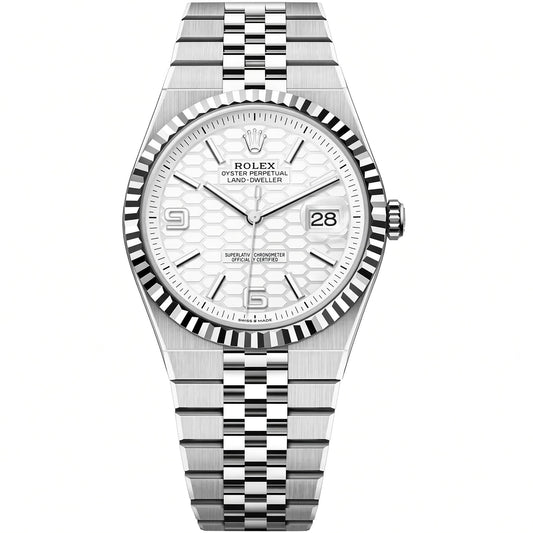 Rolex Land-Dweller 40mm White Rolesor – Honeycomb Dial